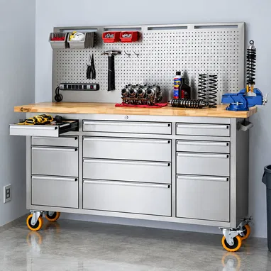 Trinity 72  inch Stainless Steel Rolling Workbench Heavy Duty Garage Tool Storage Brand New - 2/5