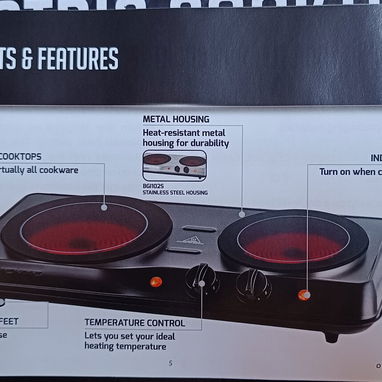 Cocina infrarroja Ovente de dos hornillas, 1000W+700W. Menos de un mes de uso. 80 USD o al cambio. - Img 126814062