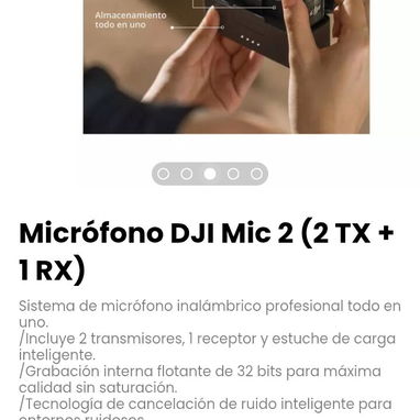 Micrófono DJI Mic 2 (2 TX + 1 RX). Incluye 2 transmisores, 1 receptor y estuche de carga inteligente. - Img 124625851