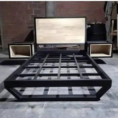 Camas de metal y madera diseño industrial minimalista - 4/6