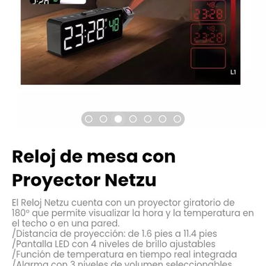 Reloj de mesa con Proyector Netzu. Proyector giratorio de 180° que permite visualizar la hora y la temperatura - Img 123840809