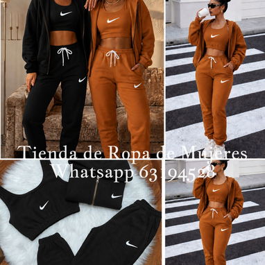 Conjuntos Originales Nike de blusa, abrigo con zipper y capucha y pantalón con bolsillos jogger unitalla le sirve a XS. - Img 122192940