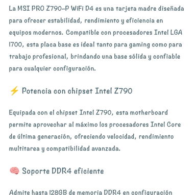 MSI PRO Z790-P WiFi D4 – LGA 1700 ATX DDR4 WiFi 6E | OPEN BOX - MOTHERBOAR 196 USD - 5/7