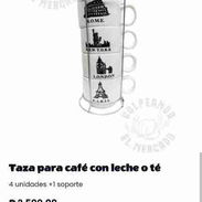Vendo tazas para café con leche o té. 4 unidades + soporte. - Img 55507319