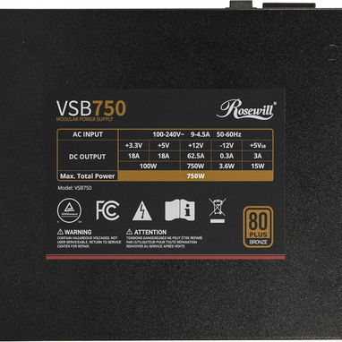 fuente de alimentación semimodular, conector PCIe 5.1 Rosewill VSB 750 W 80+ Bronce new 52815418 - Img 117687900