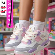 TENIS PARA NIÑ@S *RETRO 4 BLANCO DETALLES ROSA Y LILA* 🎀 - Img 56985802