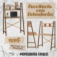 ESCRITORIO CON ESTANTERÍA. MESA DE COMPUTADORA CON ESTANTE. ESCRITORIO CON ALMACENAMIENTO. ESTANTE DE OFICINA. - Img 53448222