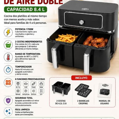 🍟✨ Freidora de Aire Doble EKO 8.4L ✨🍗 - Img 126760638