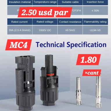 52957459--vedado CONECTOR MC4 TIPO Y  15 USD MC4      2.50/PAR//* CANT 1.8 KIT LAMPRAS SOLARES CON PANEL  25 USD - 3/4