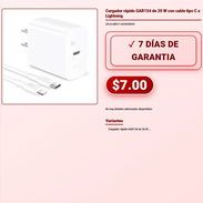 Cargador rápido GAR154 de 20 W con cable tipo C a Lightning . - Img 57892998