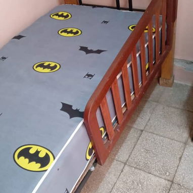 Cama personal de tubo y madera con colchón - Img 119323889