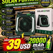 Ventilador recargable portátil Solar Fan con panel solar integrado, betelshop ✅️ - Img 57986596