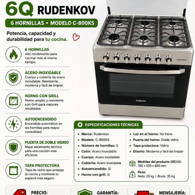 📦 Cocina con Horno Rudenkov – 6 Quemadores 🔥 - Img 126752037
