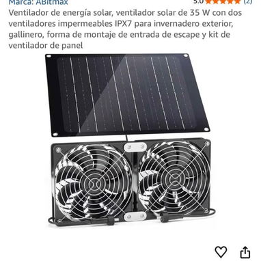 Ventilador doble con panel solar, 35 W, impermeable - 2/2