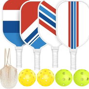 4 Raquetas de madera, Pickleballs, 4 bolas, 1 bolsa, aprobadas por USAPA - Img 52830610