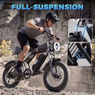 YVY C20 e-bike fat tire 20x4 2000W 48V 20Ah black LCD suspension complete - 5/7