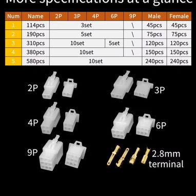 Estuche de terminales eléctricos para la instalación de su carro y moto con sus fichas hembra y macho y tomas plásticas. - Img 114004860