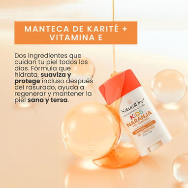 Desodorante Natural en Barra Naranja Kids Piel Sensible (Para niñas y niños) - Img 117358995