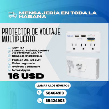⚡ PROTECTORES DE VOLTAJE 110 V ✅ SENCILLO 💲10 USD ✅ MULTIPUERTO 💲16 USD - Img 119928613