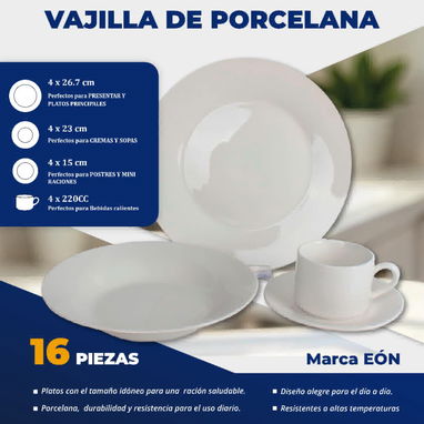 🚧 VAJILLAS DE PORCELANA DE 16 PIEZAS (PLATOS LLANOS, HONDOS Y TAZAS DE CAFÉ) 🚧 - Img 103851815