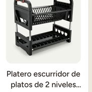 🆕 *Platero escurridor de platos de 2 niveles (negro) - Img 58229485