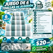 JUEGO DE 6 TOALLA DE ALGODÓN, NUEVO EN SU EMPAQUE, ENTREGA DE FACTURA. VARIEDAD DE ÚTILES DEL HOGAR - Img 57971635