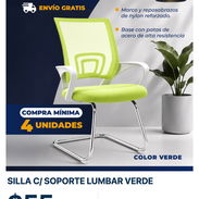 🪑 Silla con soporte lumbar verde | Comodidad para tu oficina ✨ - Img 58219608