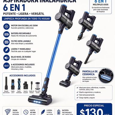 BATIDORA PORTATIL, LAMPARA SOLAR LED, ASPIRADORA PARA CARRO, TIMBRE, ASPIRADORA INALAMBRICA, POWERBANKS - Img 126135134