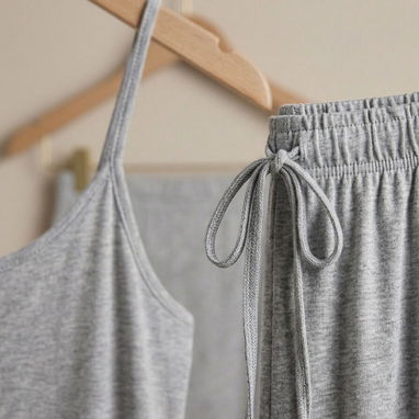 Conjunto de pijama top y pantalon gris mujer - 2/2