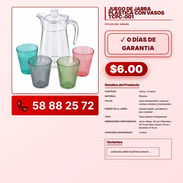 JUEGO DE JARRA PLÁSTICA CON VASOS TCPC-001 VPT -0068 - Img 57842637