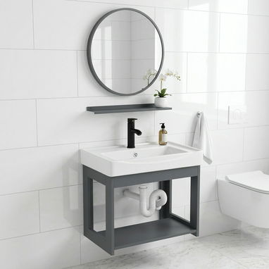 Mueble de baño con lavamanos y espejo y todos sus accesorios - 5/5