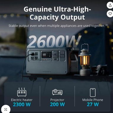 DJI Power 1000 V2 Estación de Energía Portátil 1024Wh LFP, 2600W, Carga Rápida, UPS y USB-C 140W - 2/5