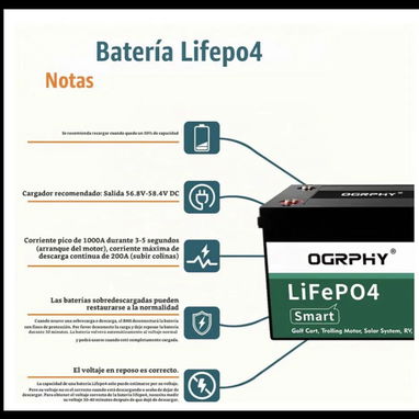 Batería inteligente LiFePO4 de 48V 100AH (5.12kWh) - 3/3