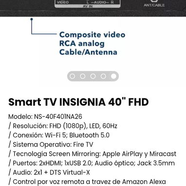 Smart TV INSIGNIA 40" FHD Modelo: NS-40F401NA26. Nuevo en caja - Img 108573514