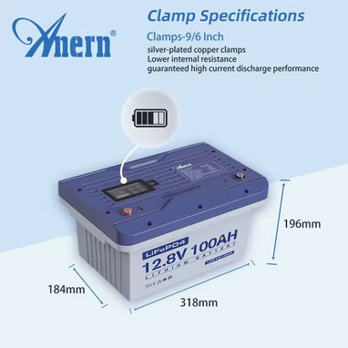 Anern Upgrad High Quality 1280WH 12.8V 100AH LiFePO4 Lithium Battery - 3/7