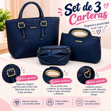 Juego de carteras de 3 piezas excelente material y buena capacidad - 2/2