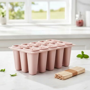 🍦 Molde para Paletitas de Helado 🧊 Forma de Picolé en Silicona ❤️ 10 Cavidades con Tapa  🎉 Ideal para Postres Caseros - Img 120701765