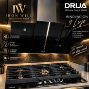 Campanas extractora de grasas y olores y cocina de empotrar de 5 hornillas - Img 58039155