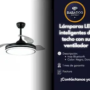 Lámparas LED inteligentes de Techo/ Con ventilador y Bluetooth/ Color Blanco- Dorado/ Transporte Garantía y Factura - Img 55674378