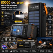 Power bank / Cargador portátil de 80000mAhb con panel solar, carga rápida y linterna incluida - Img 57532745