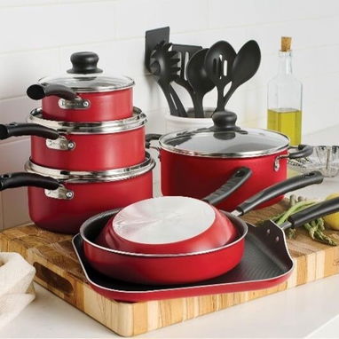 🍳 Juego de Ollas Tramontina Antiadherente – 18 Piezas Rojo - 2/5