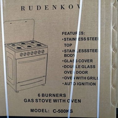 Cocina de Gas con horno 6 hornillas Rudenkov Tapa de Cristal Templado, Frente espejo, Magneto $350 USD Transporte Gratis - Img 111806394