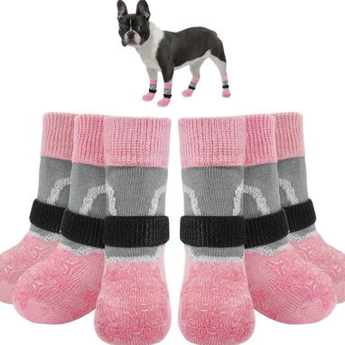 BEAUTYZOO Calcetines para perros para evitar lamer las patas, calcetines antideslizantes para suelos de madera dura, cal - Img 116189373