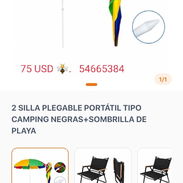 Oferta. 2 en 1. Sombrilla playera + 2 Sillas plegables - Img 57377251