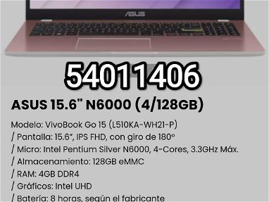 !! Laptop ASUS 15.6" N6000 (4/128GB) Nueva en su caja/Modelo: VivoBook Go 15 (L510KA-WH21-P)!! - Img main-image-45631667