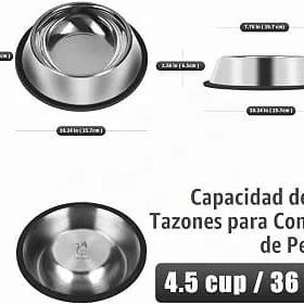 Cuenco de Acero Inoxidable y Anillo de Base  Antideslizante / 19 cm - 4/5