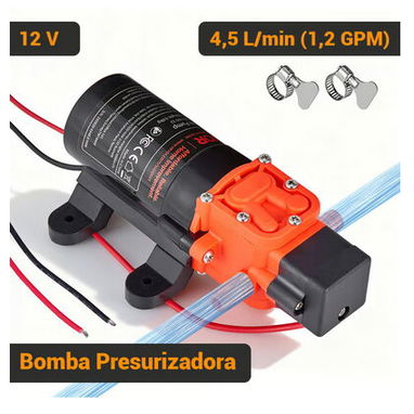 Bomba Presurizadora VEVOR 1.2 GPM 80 PSI 12V DC Autocebante Diafragma 2 Cámaras Para RV Riego Negro - Img 121638031