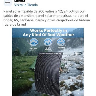 Eficiencia de conversión solar: 23.4% • Potencia máxima de salida: 200W • Precio 240 USD mensajería gratis - Img 121495913