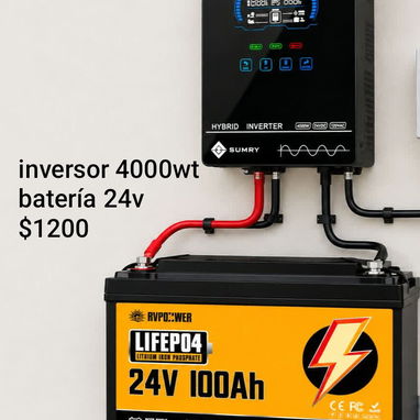 Kit solar 4000wt inversor híbrido más batería 24v factura y garantía - 2/2