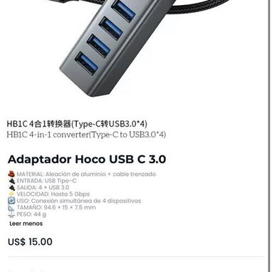Adaptador Hoco USB A 3.0 y Adaptador Hoco USB A TIPO C 3.0 TDO NUEVO 0KM GARANTIA SOMOS TIENDA FISICA - Img 110538819